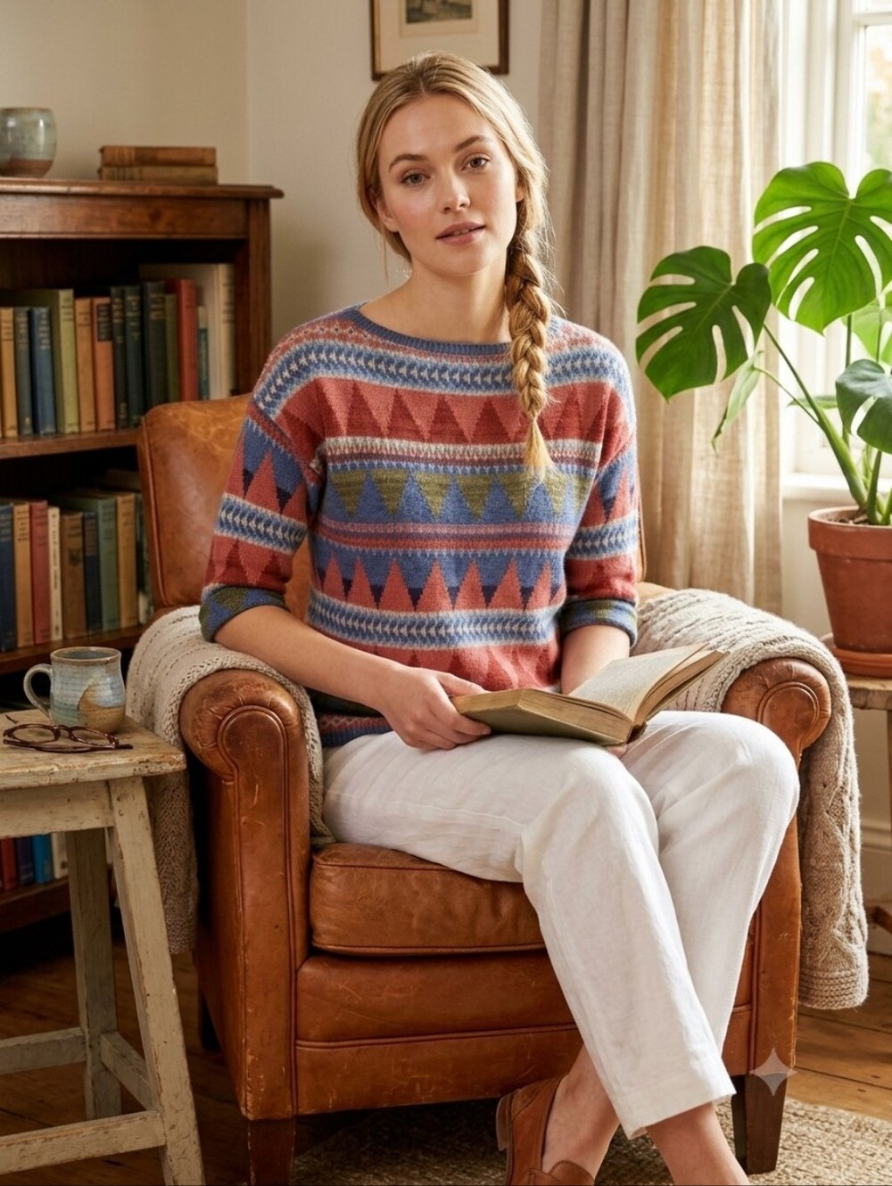 American LIVING Sweater Aztec Southwestern Colorful Long Sleeve Oversized Medium